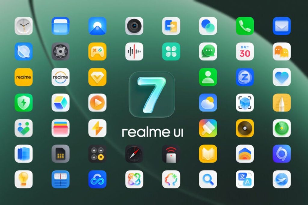 Ilustrasi smartphone Realme yang menjalankan ColorOS sebagai pengganti Realme UI setelah penghentian pengembangan antarmuka resmi.